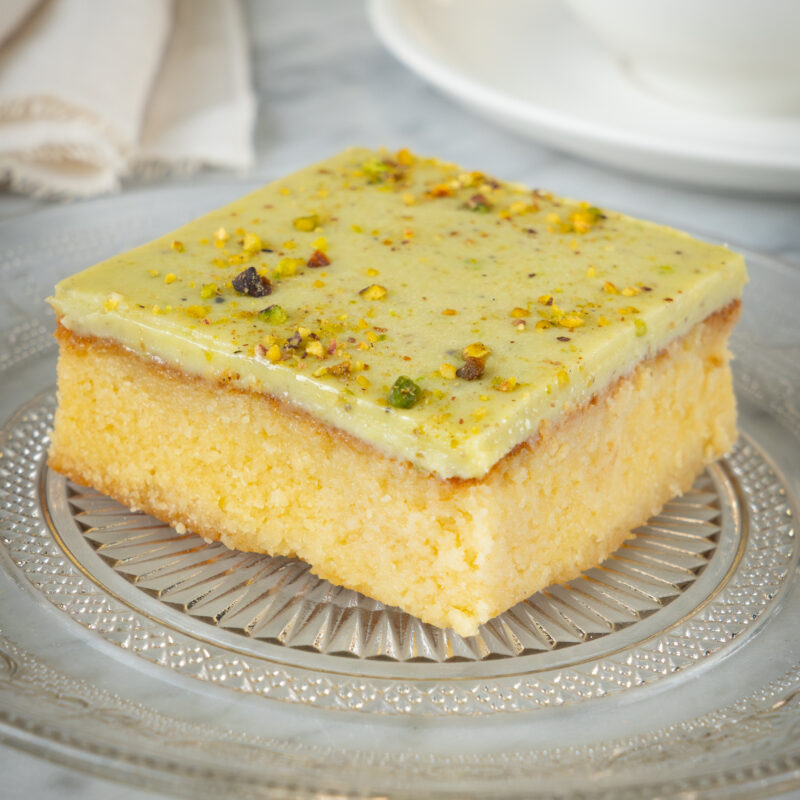 BLONDIE DE PISTACHO Y LIMON