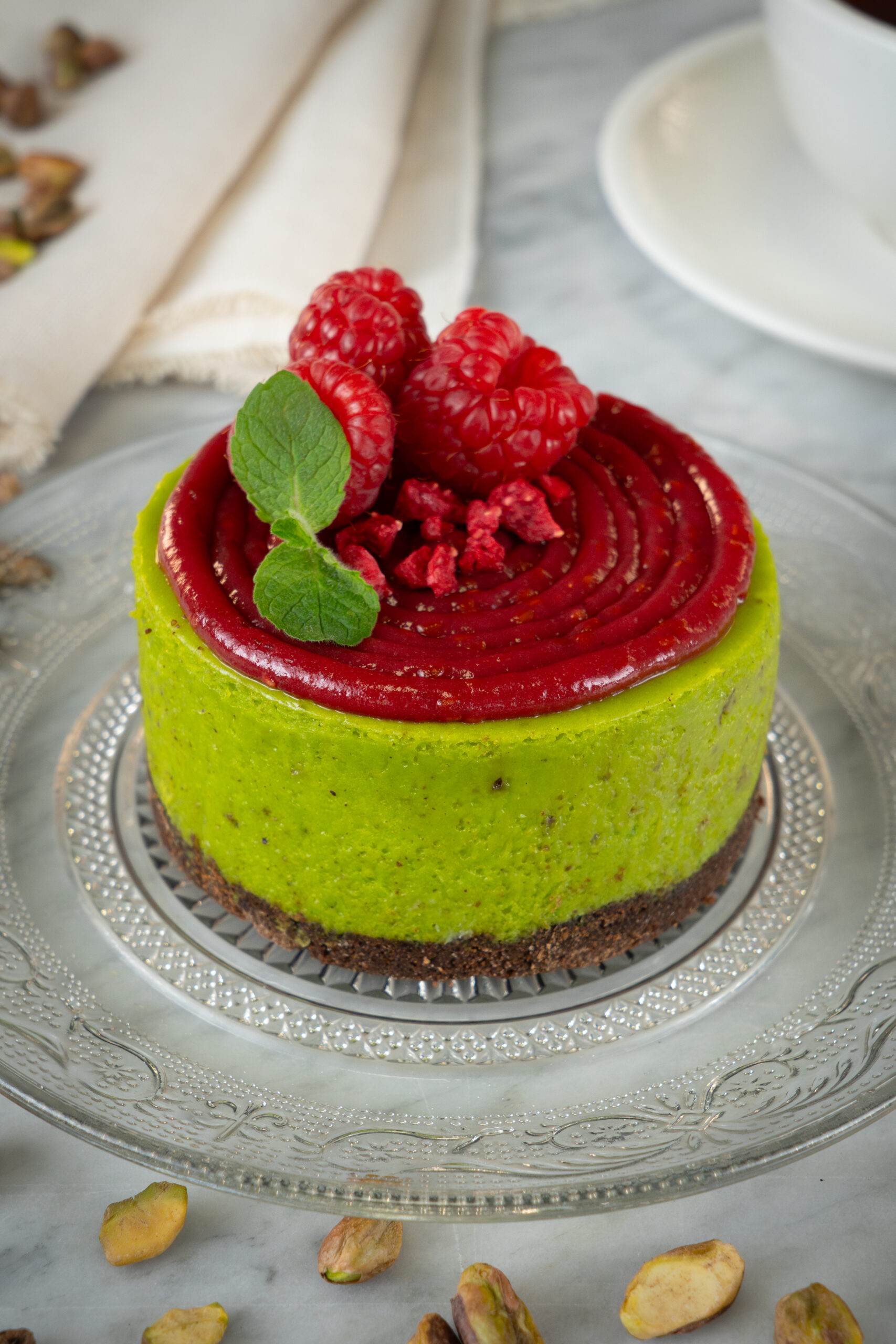 CHEESECAKE ESTILO NEW YORK DE PISTACHO